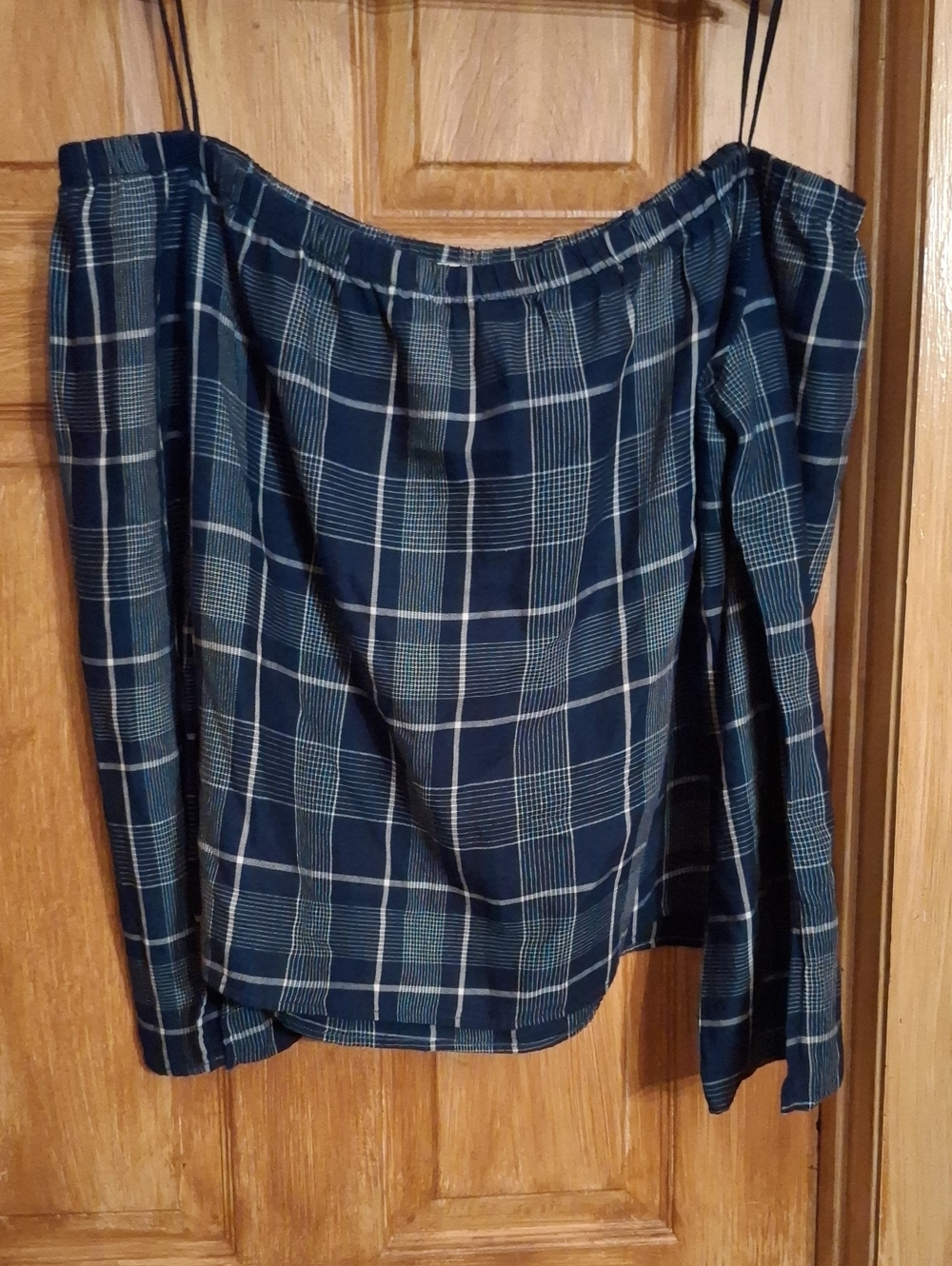 cloth & stone Navy and White Plaid Top
